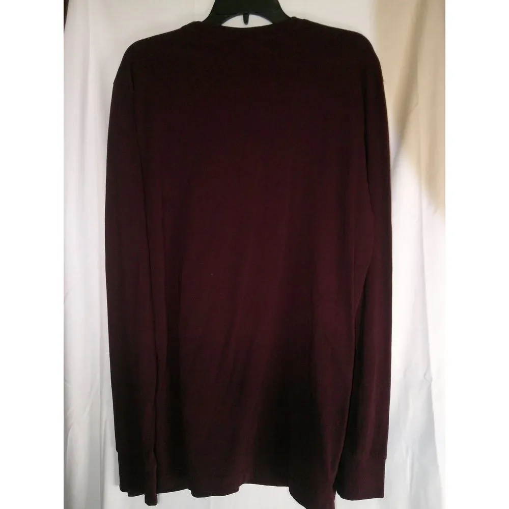 U.S. Polo Assn. Burgundy Long Sleeve‎ Shirt with Gray Stripe Casual Pullover XL